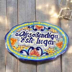 Hand Made Talavera Pottery Mexican Ceramic Hand Painted Tray Oval Dish HR Puebla